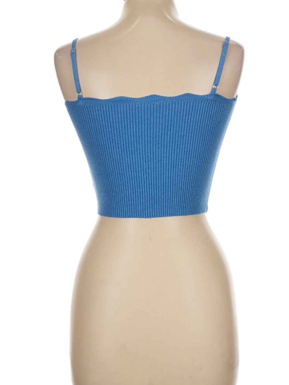 Blue Ribbed Cami Crop Top - Picture 2 of 3
